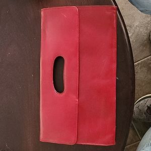 Red hobo leather clutch